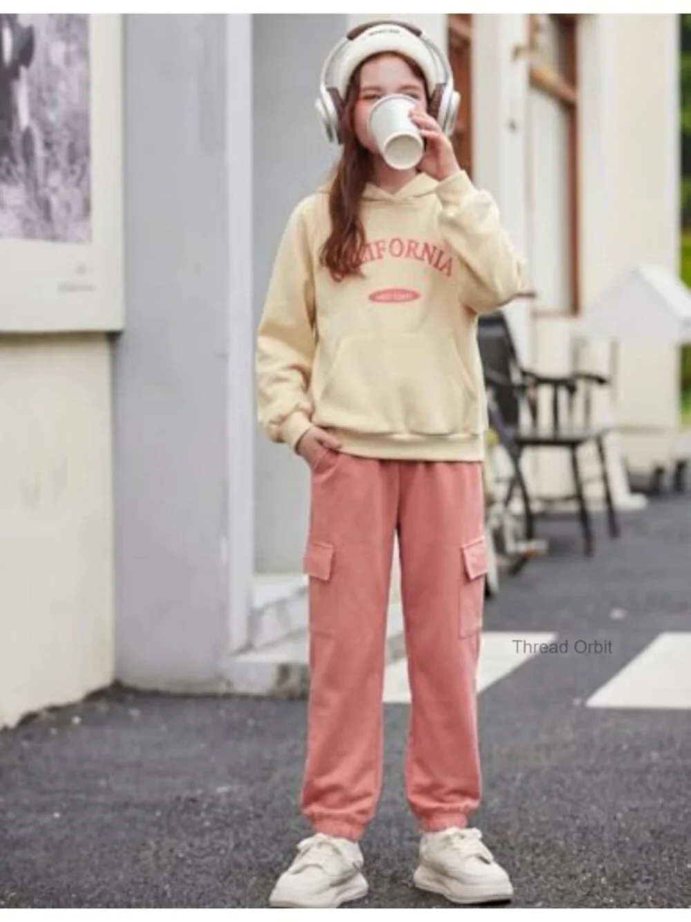 2-Piece Girls Tie-Dye Sweatsuit Hoodie & Sweatpants Set